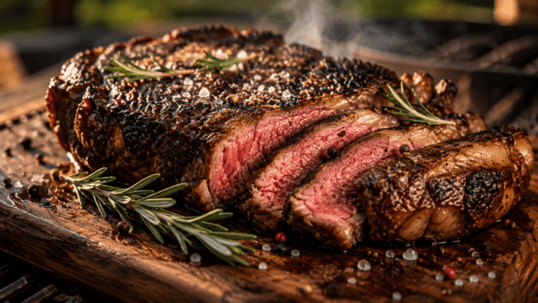 lækker dryaged steak på grillen